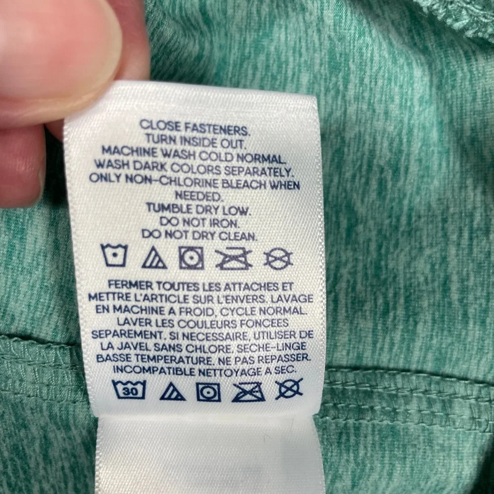 Lands' End Quarter Zip Pullover‎ Mens Large Teal Heather Navy Stretch Pocket